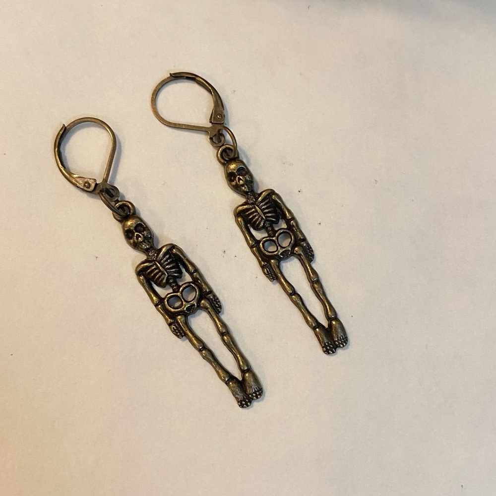 Brass skeleton earrings NEW